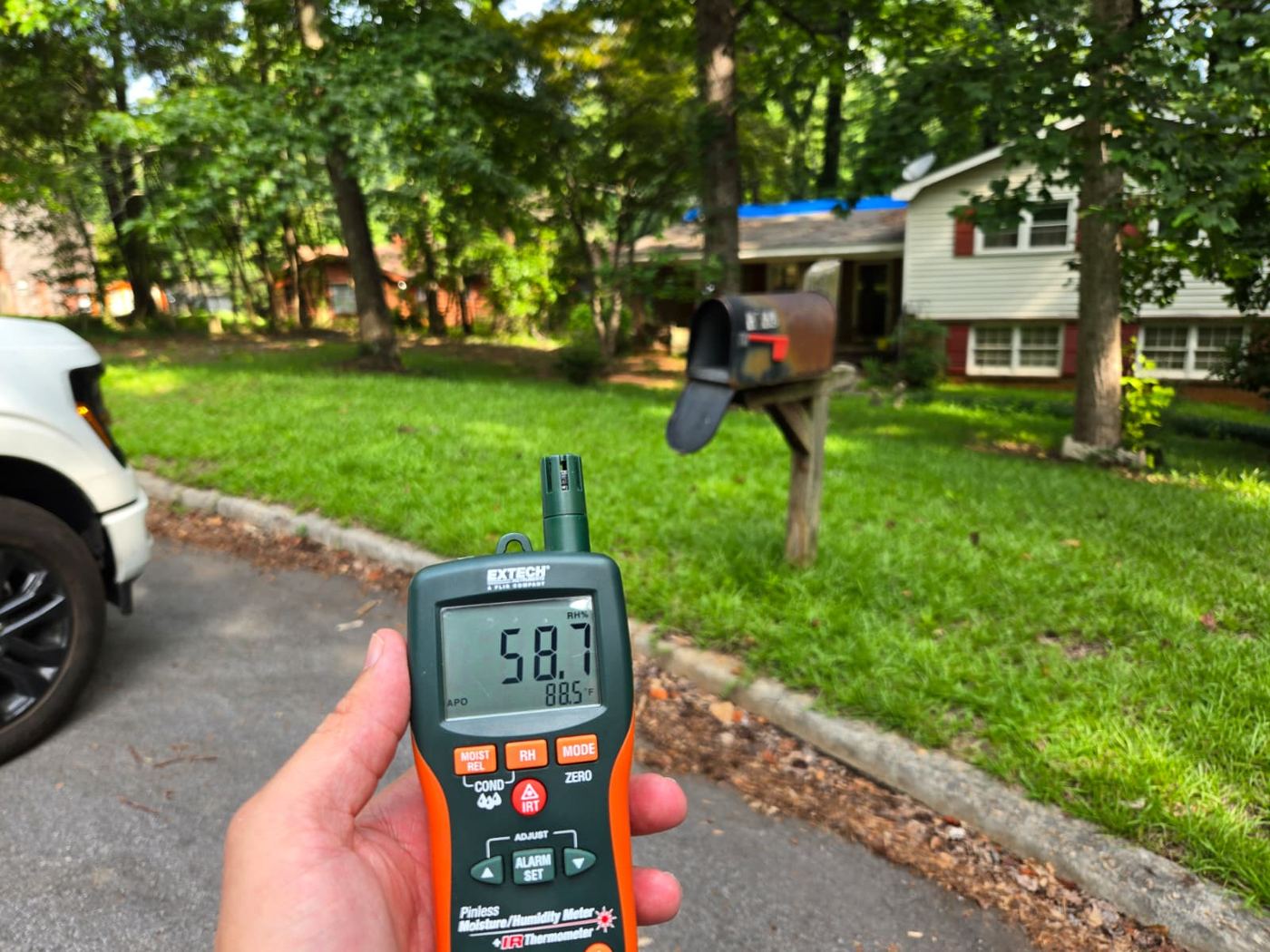 Moisture meter used during a field assessment